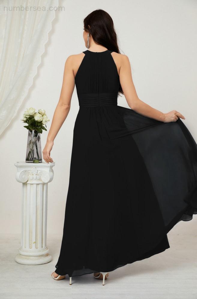 Robe de soirée formelle Baoleely en mousseline de soie, col licou, longue, sans manches, robe de demoiselle d'honneur 2802 