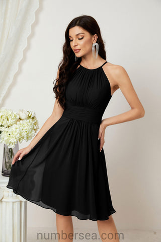 Vestidos de fiesta de bienvenida con cuello halter, vestido formal de cóctel para noche 28011 