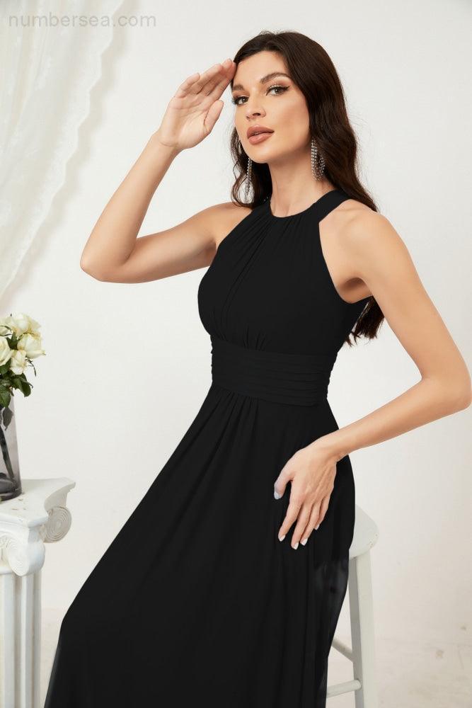 Robe de soirée formelle Baoleely en mousseline de soie, col licou, longue, sans manches, robe de demoiselle d'honneur 2802 