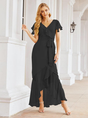 Vestidos de dama de honor Baoleely con volantes, estilo sirena, para fiestas formales, vestidos de noche, bailes de graduación y vestidos de violín 28042