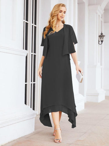 Vestido de fiesta formal de dos piezas corte A para la madre de la novia Sunderly SY28073