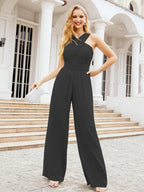 Baoleely Crisscross Neck Jumpsuit Formal Evening Dress Long Bridesmaid Dresses Bell-bottomed Pants 28033