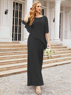 Vestido largo de fiesta formal Sunderly para la madre de la novia con capa de volantes SY28026