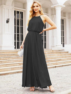 Baoleely  Halter Long Bridesmaid Dresses Formal A line Juniors Dress 28029
