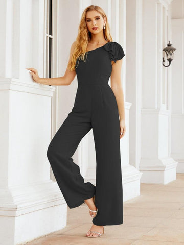 Baoleely Women's One Shoulder Long Jumpsuit Formal Evening Dress Long Bridesmaid Dresses Pants Wedding Party 28034