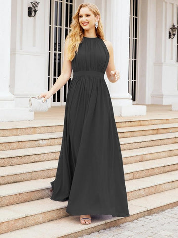 Baoleely Halter Bridesmaid Dress Empire Waist Formal Evening Prom Gown for Mother of The Bride 28030