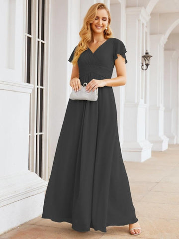 Baoleely Formal Prom Gowns for Mother of The Bride Cap Sleeves Bridesmaid Dress 28047