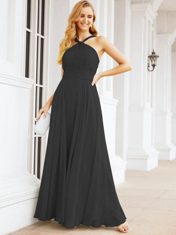 Baoleely Crisscross Halter Bridesmaid Dresses for Party Wedding Evening Prom Maxi Ball Gowns 28053