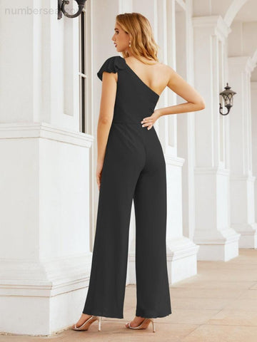 Baoleely Women's One Shoulder Long Jumpsuit Formal Evening Dress Long Bridesmaid Dresses Pants Wedding Party 28034