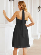 Robe de demoiselle d'honneur courte en mousseline de soie, dos nu, sans manches, robe de soirée formelle, dos nu, Baoleely 28023 