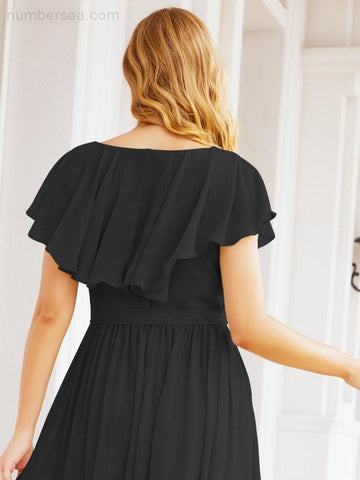 Vestidos de dama de honor con mangas abullonadas para fiesta formal de noche y graduación 28044 