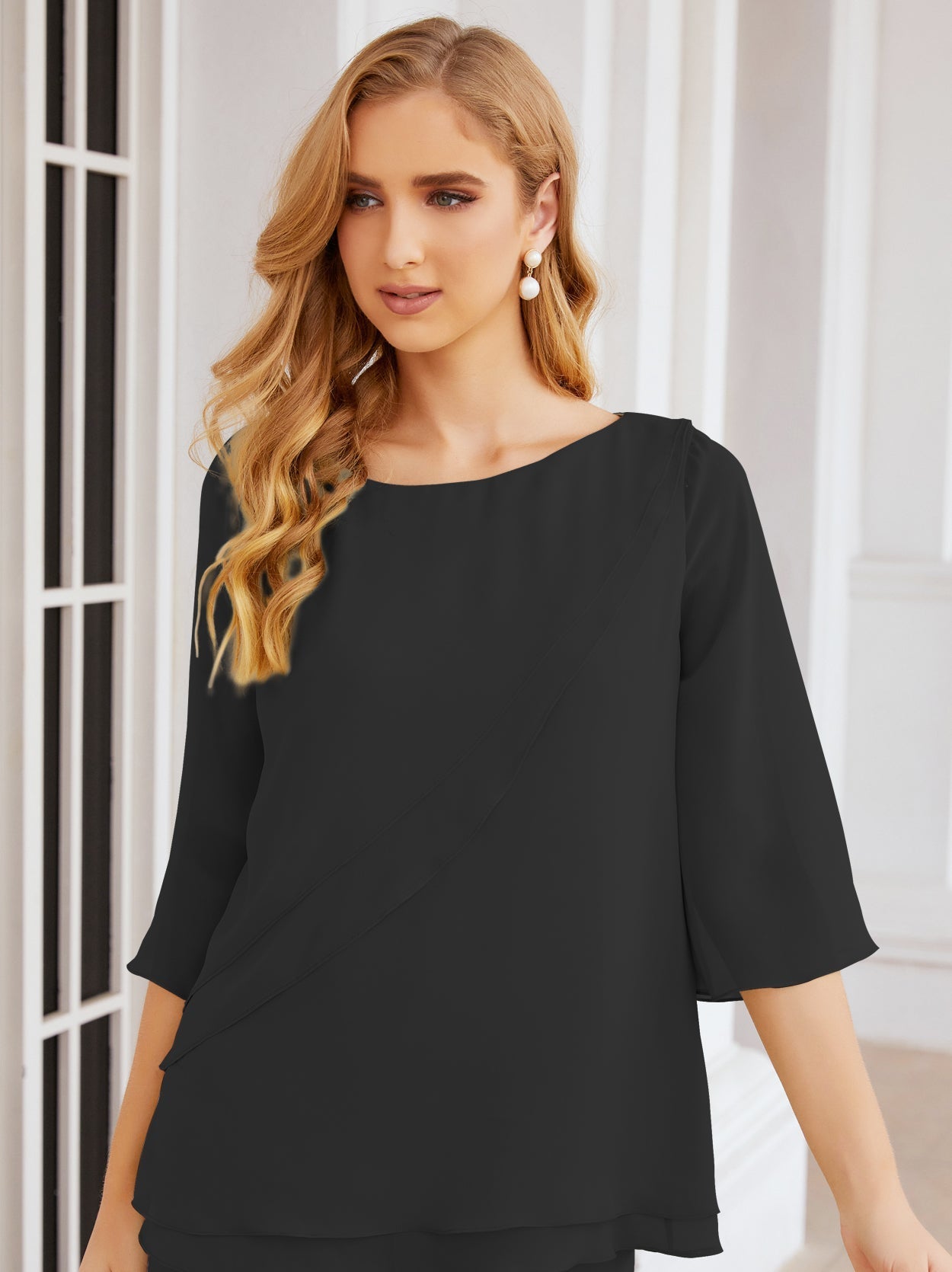 Baoleely Élégante robe mère de la mariée 2 pièces, grande taille, pantalon, volants, couches argentées, peignoir 28064