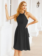 Robe de demoiselle d'honneur courte en mousseline de soie, dos nu, sans manches, robe de soirée formelle, dos nu, Baoleely 28023 