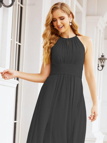 Vestidos de dama de honor Baoleely con escote tipo ojo de cerradura, sin mangas, para fiestas formales de noche y graduación 28043