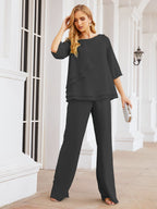 Baoleely Élégante robe mère de la mariée 2 pièces, grande taille, pantalon, volants, couches argentées, peignoir 28064
