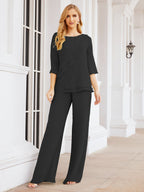 Baoleely Élégante robe mère de la mariée 2 pièces, grande taille, pantalon, volants, couches argentées, peignoir 28064