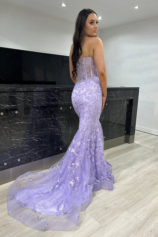 Gorgeous Mermaid Sweetheart Blue Corset Prom Dress with Embroidery