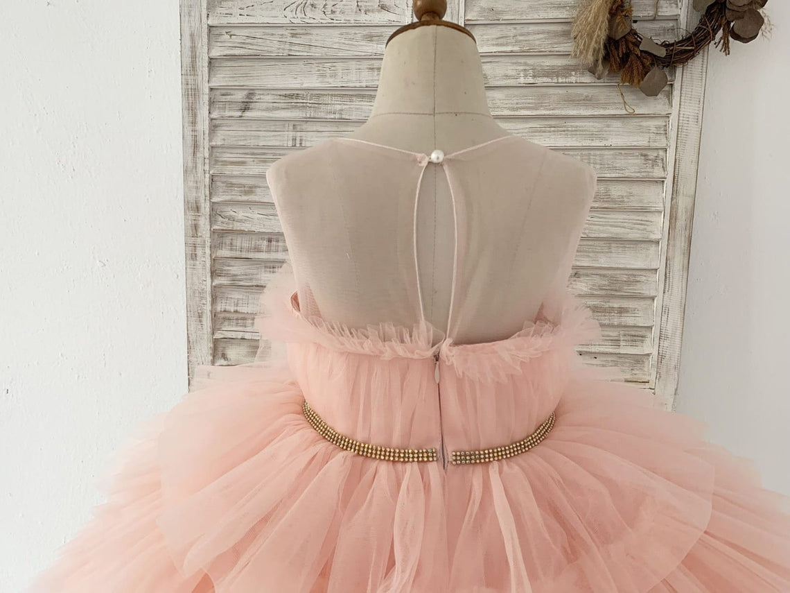 Vestido de princesa/vestido de tul hasta la rodilla para niña de las flores 