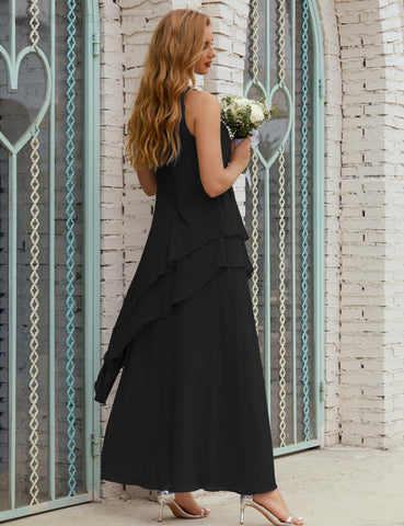 Vestido largo de gasa de talla grande para la madre de la novia, vestido de gala para dama de honor, vestido de graduación SY28019