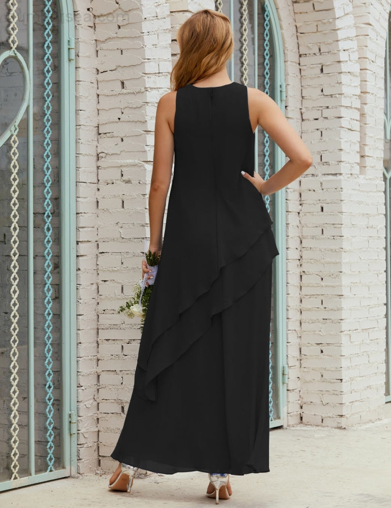 Vestido largo de gasa de talla grande para la madre de la novia, vestido de gala para dama de honor, vestido de graduación SY28019