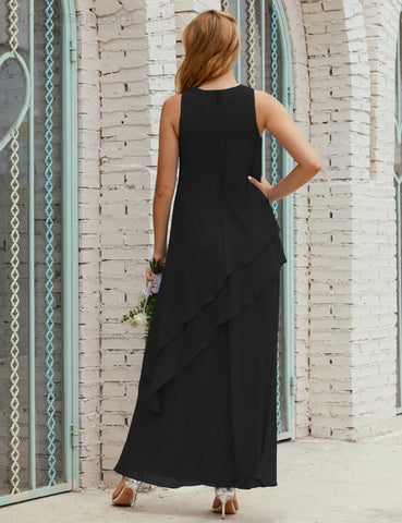 Vestido largo de gasa de talla grande para la madre de la novia, vestido de gala para dama de honor, vestido de graduación SY28019