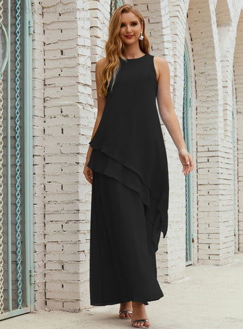 Vestido largo de gasa de talla grande para la madre de la novia, vestido de gala para dama de honor, vestido de graduación SY28019