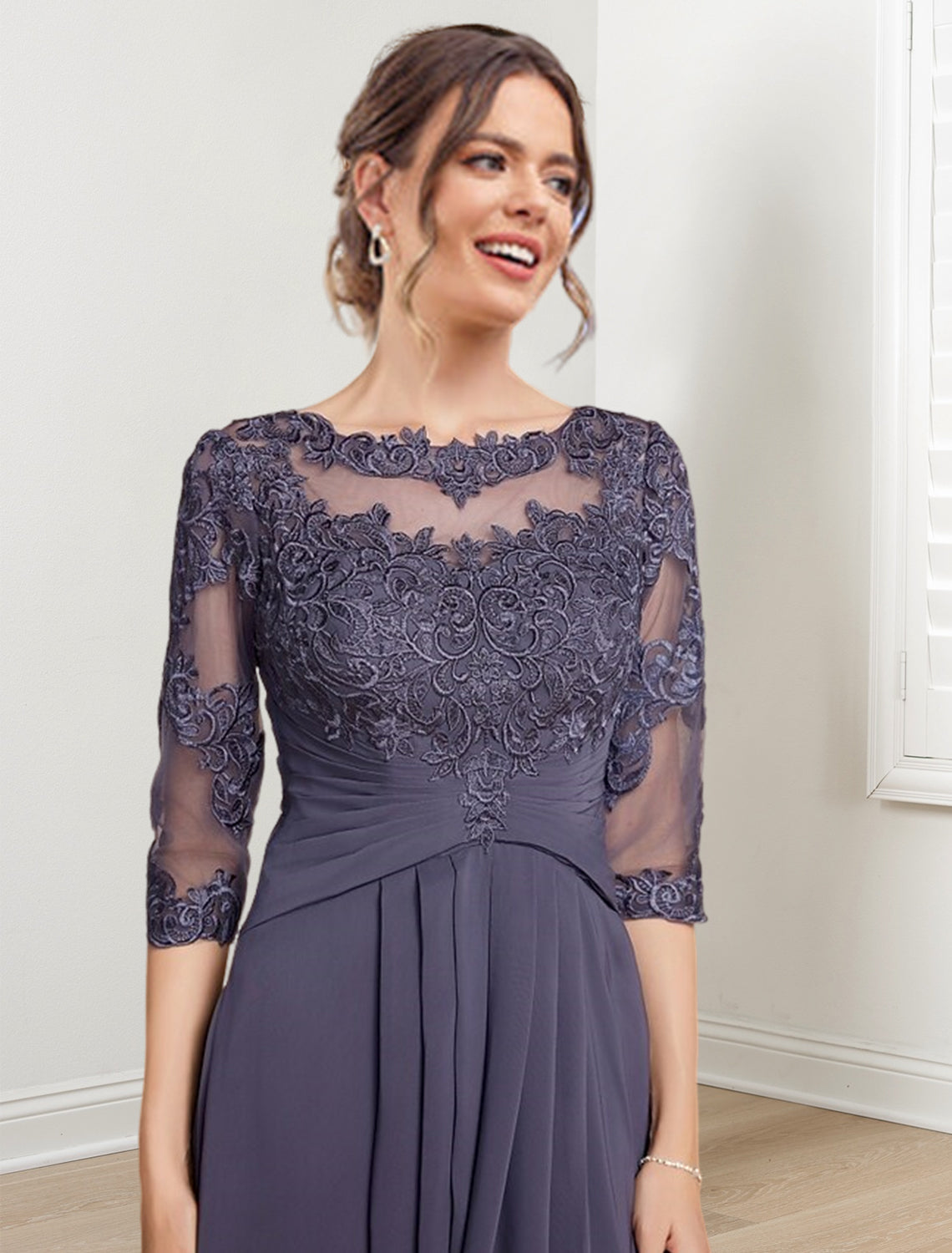 Vestidos de corte princesa/línea A hasta la rodilla para la madre de la novia 