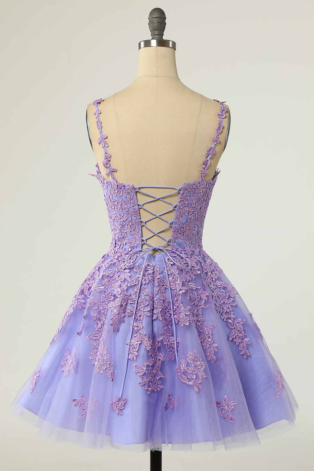Vestido corto blanco de corte A para baile de bienvenida con espalda cruzada