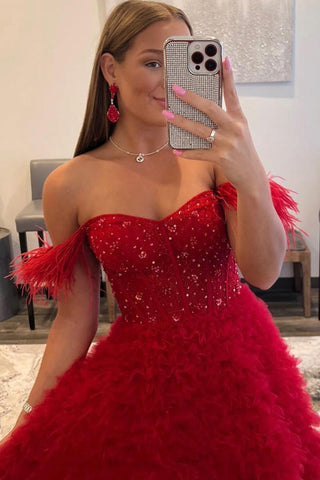Off the Shoulder A-Line Princess Prom Dress
