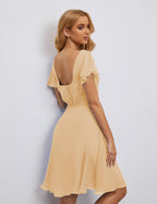 Robe de soirée dos nu, robe de bal formelle, longueur genou, manches courtes, robe de cocktail 28077 