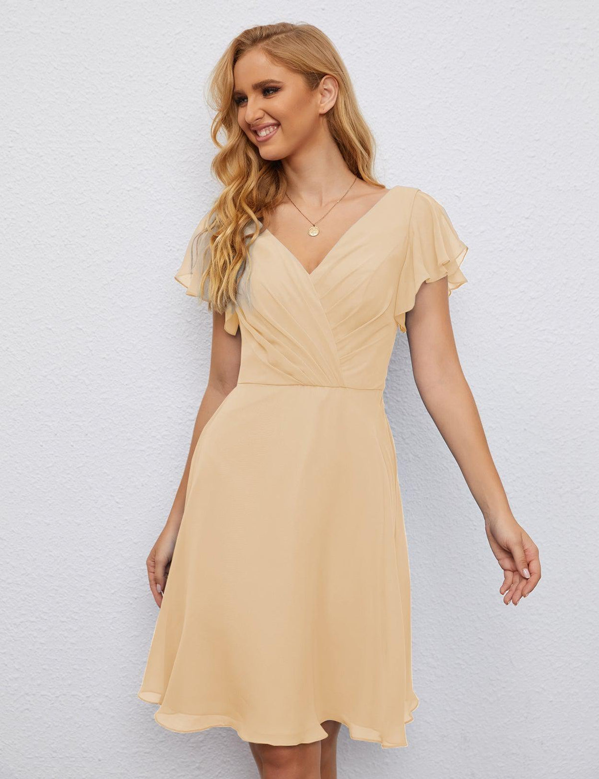 Robe de soirée dos nu, robe de bal formelle, longueur genou, manches courtes, robe de cocktail 28077 