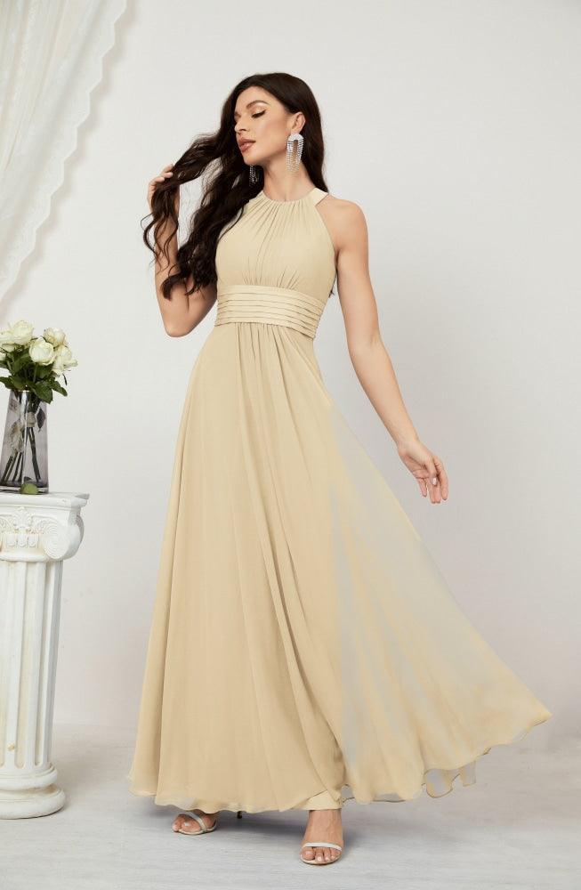 Robe de soirée formelle Baoleely en mousseline de soie, col licou, longue, sans manches, robe de demoiselle d'honneur 2802 