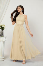 Robe de soirée formelle Baoleely en mousseline de soie, col licou, longue, sans manches, robe de demoiselle d'honneur 2802 