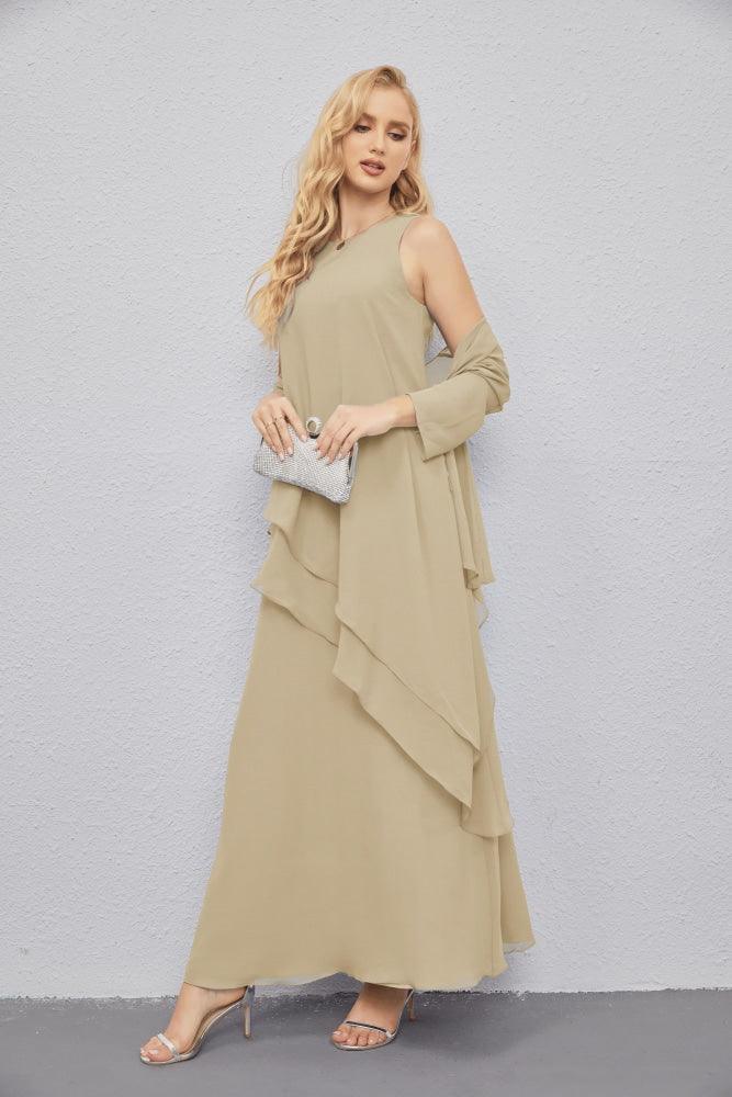 Vestidos de madre de la novia con cárdigan ligero abierto al frente, vestido formal de fiesta 28081 
