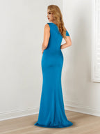 Robe de mère de la mariée trompette/sirène asymétrique sans manches avec châle 
