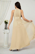 Robe de soirée formelle Baoleely en mousseline de soie, col licou, longue, sans manches, robe de demoiselle d'honneur 2802 
