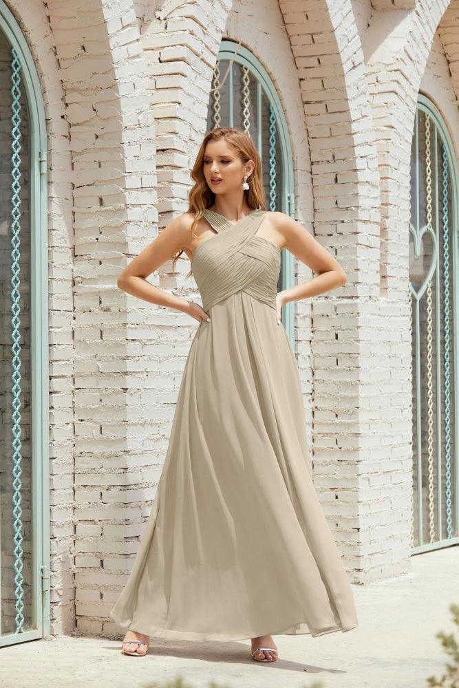 Vestidos de dama de honor con cuello halter, vestido formal de cóctel o de fiesta 28015 