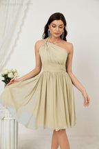 Vestido corto de gasa con un solo hombro para dama de honor de mujer Baoleely, ideal para fiestas y eventos formales como el baile de bienvenida (modelo 2804).