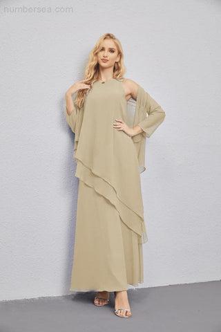 Vestidos de madre de la novia con cárdigan ligero abierto al frente, vestido formal de fiesta 28081 