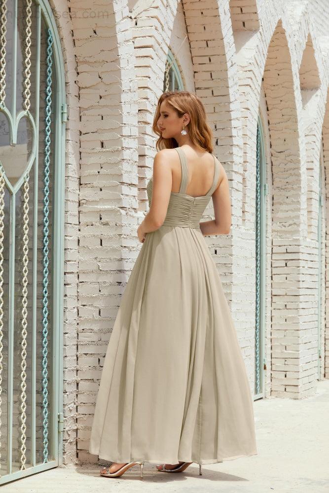 Vestidos de dama de honor con cuello halter, vestido formal de cóctel o de fiesta 28015 