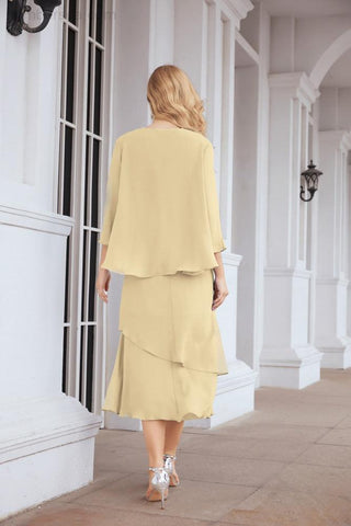 Vestido de fiesta formal de dos piezas corte A para la madre de la novia Sunderly SY28072