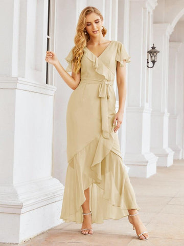 Vestidos de dama de honor Baoleely con volantes, estilo sirena, para fiestas formales, vestidos de noche, bailes de graduación y vestidos de violín 28042