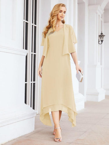 Vestido de fiesta formal de dos piezas corte A para la madre de la novia Sunderly SY28073