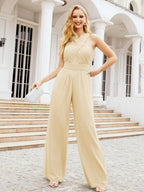 Baoleely Crisscross Neck Jumpsuit Formal Evening Dress Long Bridesmaid Dresses Bell-bottomed Pants 28033