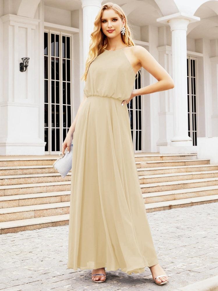 Baoleely  Halter Long Bridesmaid Dresses Formal A line Juniors Dress 28029