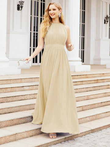 Baoleely Halter Bridesmaid Dress Empire Waist Formal Evening Prom Gown for Mother of The Bride 28030