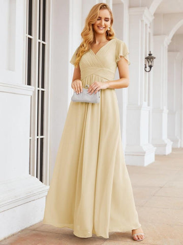 Baoleely Formal Prom Gowns for Mother of The Bride Cap Sleeves Bridesmaid Dress 28047