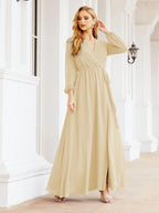 Vestido de dama de honor de gasa para mujer Sunderly, corte en A, manga larga, vestido de noche formal para invitada de boda SY28032 