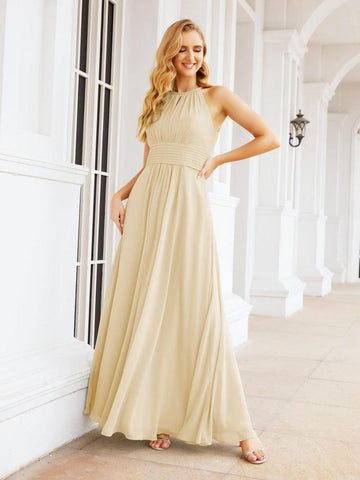 Vestidos de dama de honor Baoleely con escote tipo ojo de cerradura, sin mangas, para fiestas formales de noche y graduación 28043