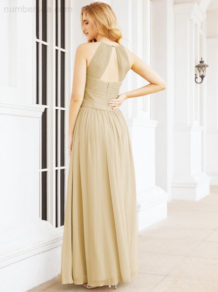 Baoleely Sleeveless Bridesmaid Dresses Long Prom Gown Zipper with Keyhole Back 28056